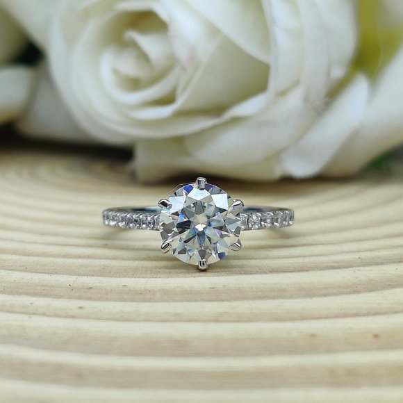 Solitaire 6 Prong Setting 2Ct Moissanite Ring SIze 7 - Picture 2 of 6